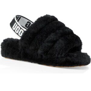Ugg Sling Back Slippers Fuzzy Black